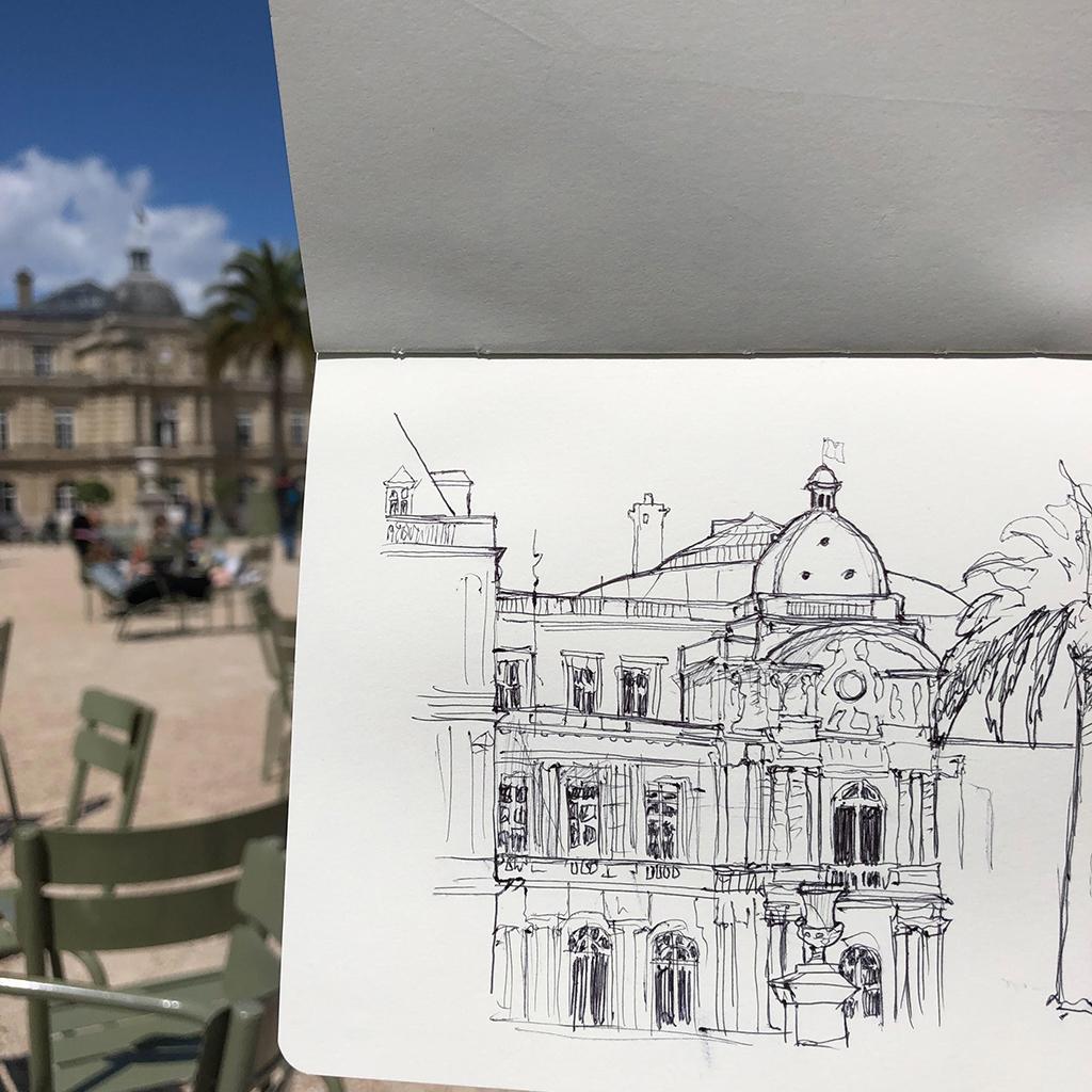 A sketch of the Luxembourg Palace Gardens