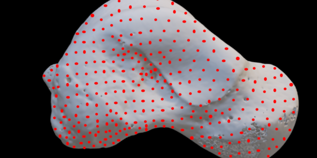 A visual representation with red dots